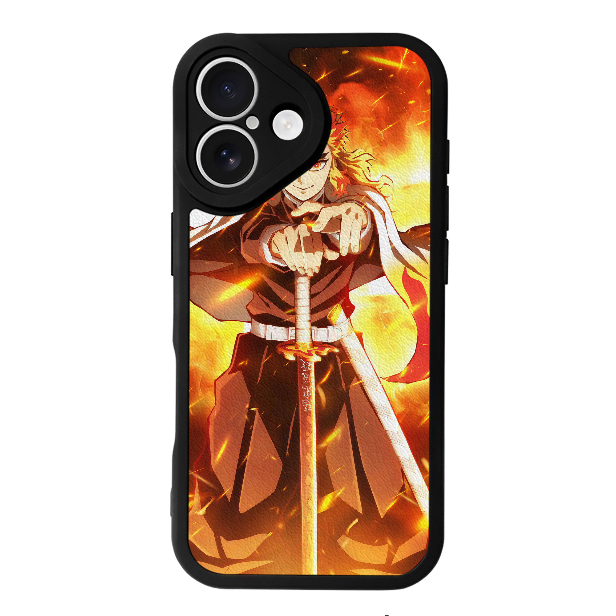 （画像用） 炎柱-煉󠄁獄 杏寿郎／れんごく きょうじゅろう Rengoku Kyoujurou 【iPhone 16シリーズ対応】シリコンスマホケース（レザー調） 材質：シリコン